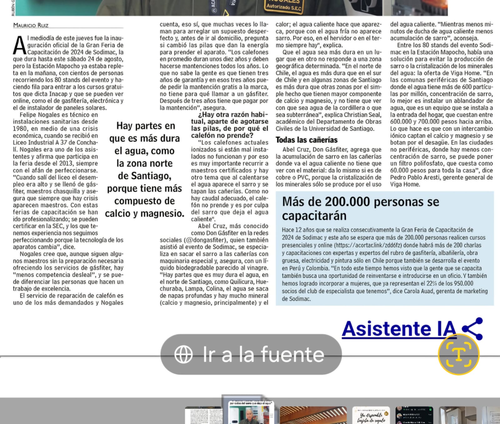 Reportaje Diario LUN 23 agosto 2024 página 21 — sarro causa falla en calefont